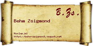 Behm Zsigmond névjegykártya